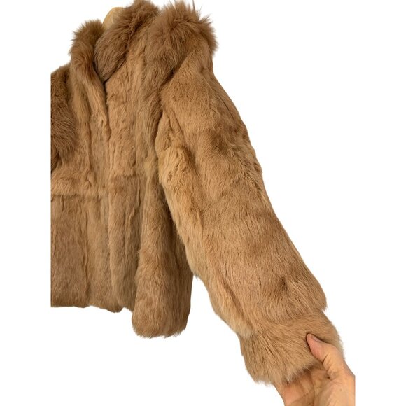 Vintage 80s Genuine Rabbit Tan Fur Jacket Korea Size Large RH10472 GUC - Picture 9 of 13